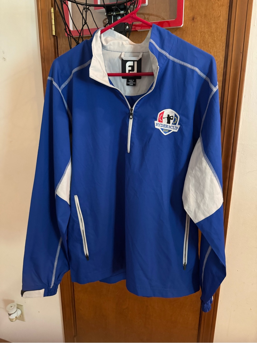 FootJoy Blue and White Golf Half-Zip Windbreaker